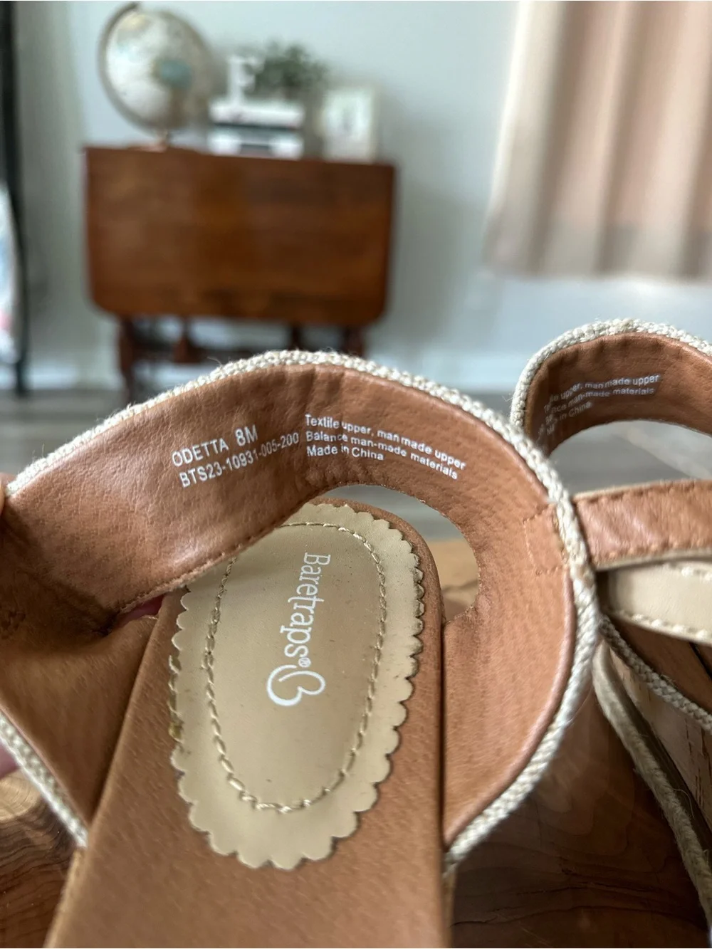 BareTraps White and Beige Espadrille Wedge Sandals